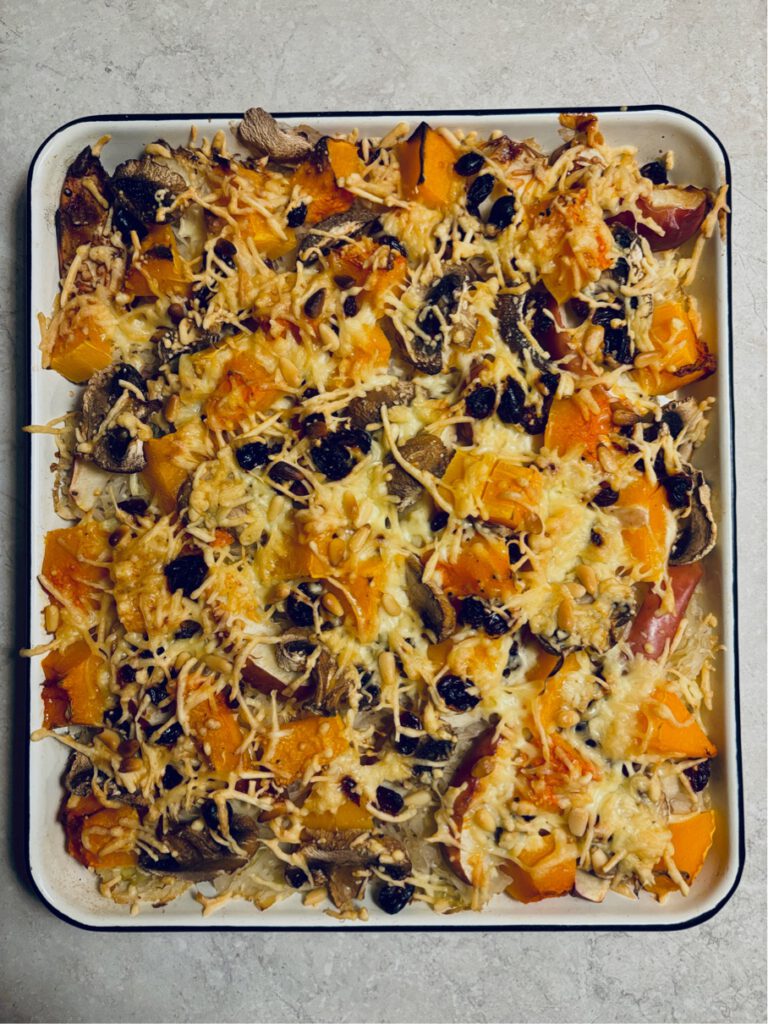 pumpkin sauerkraut traybake