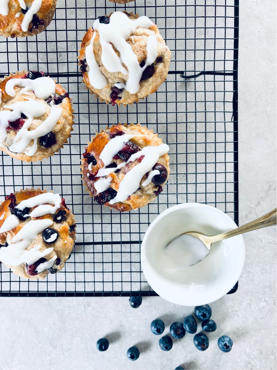 whole-wheat yogurt blueberry ginger muffins sugar free low fat