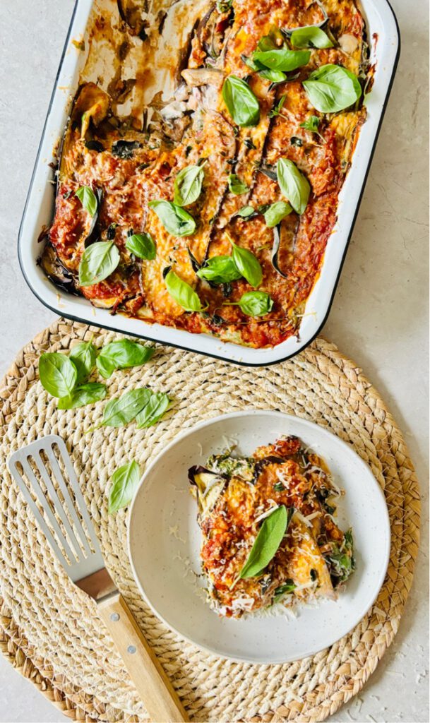 aubergine swiss chard lasagne low carb