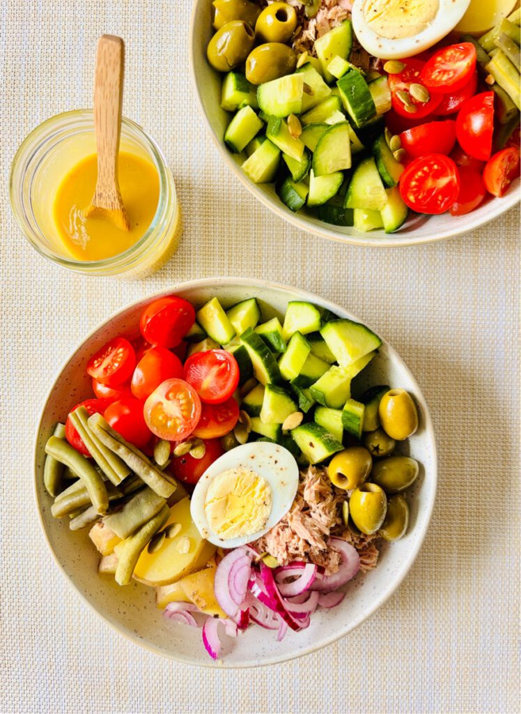 nicoise salad bowl oil free dressing