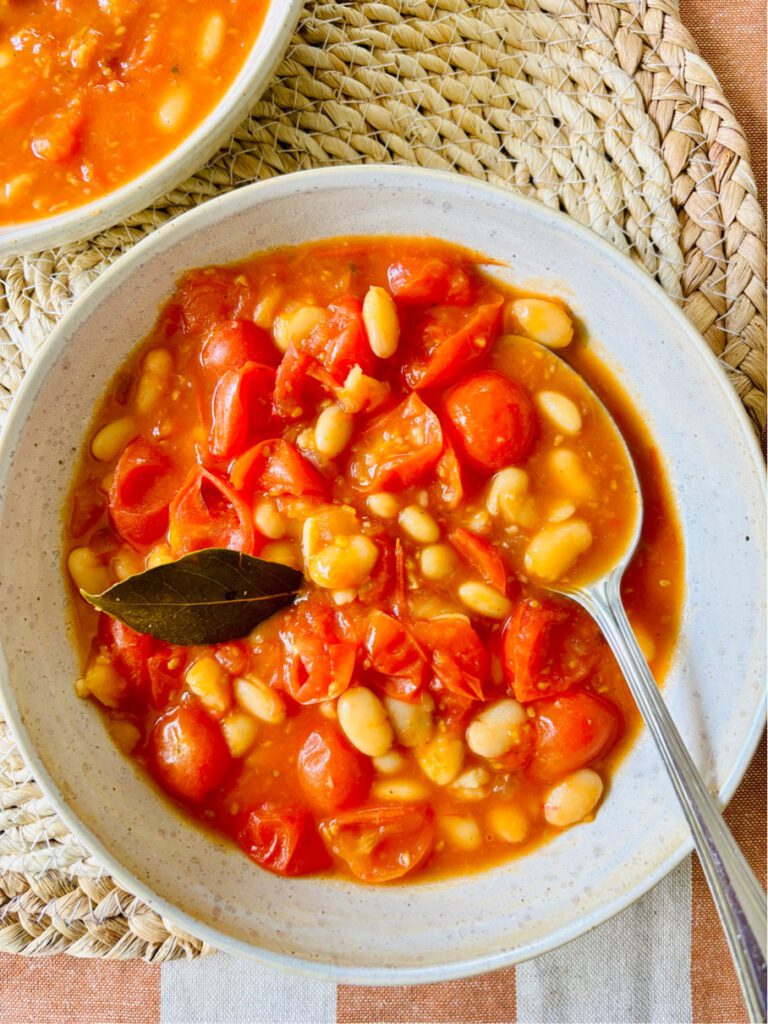 homemade white beans in tomato sauce