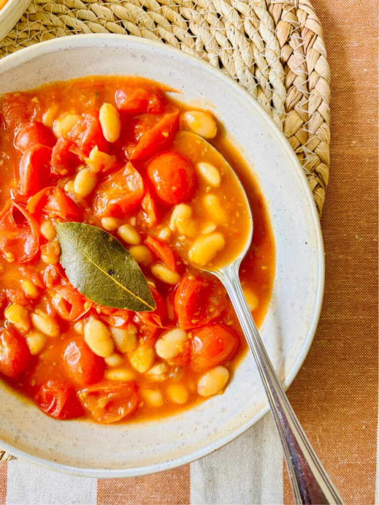 homemade white beans in tomato sauce