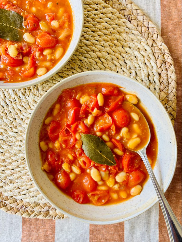 homemade white beans in tomato sauce