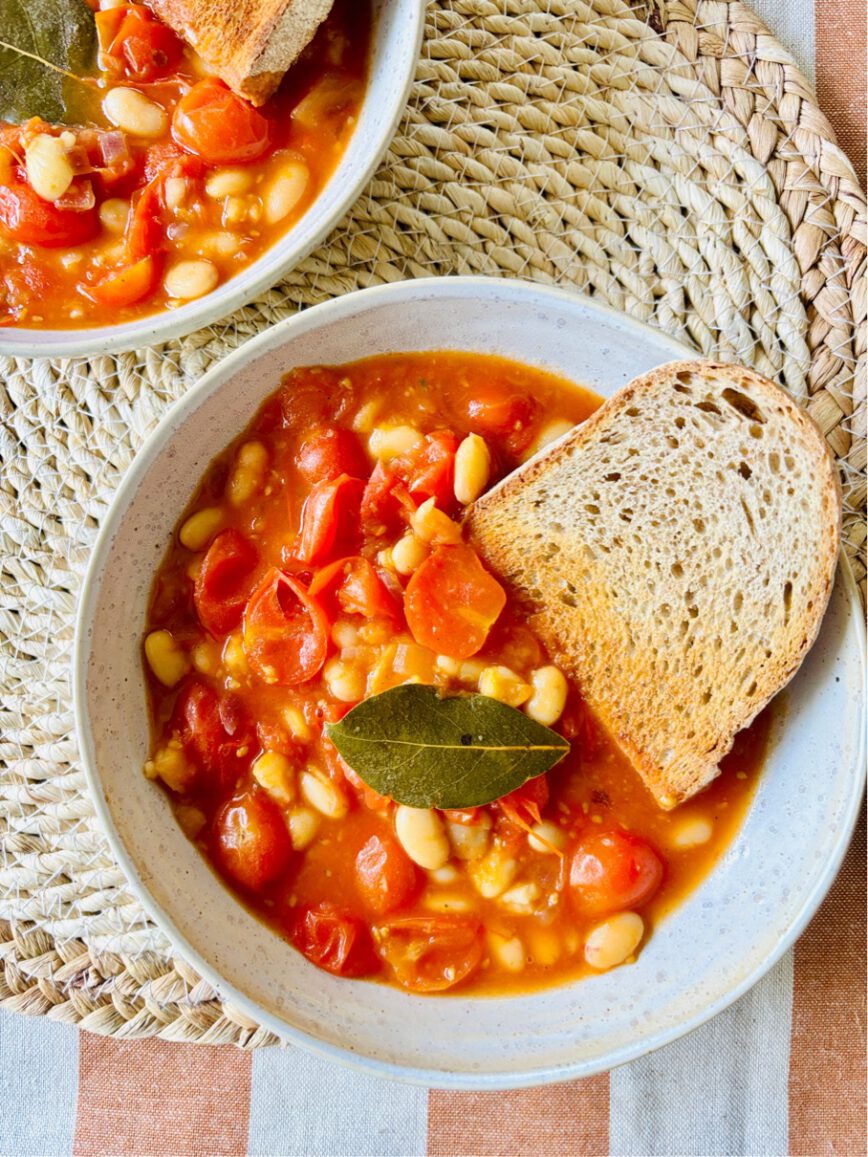 homemade white beans in tomato sauce