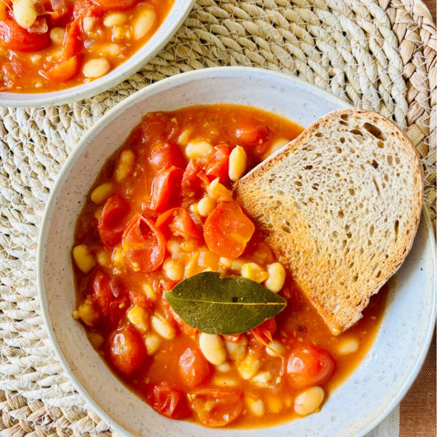 homemade white beans in tomato sauce