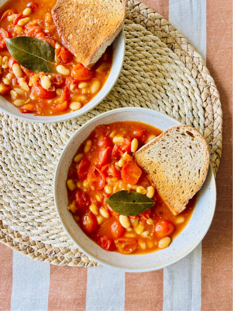 homemade white beans in tomato sauce