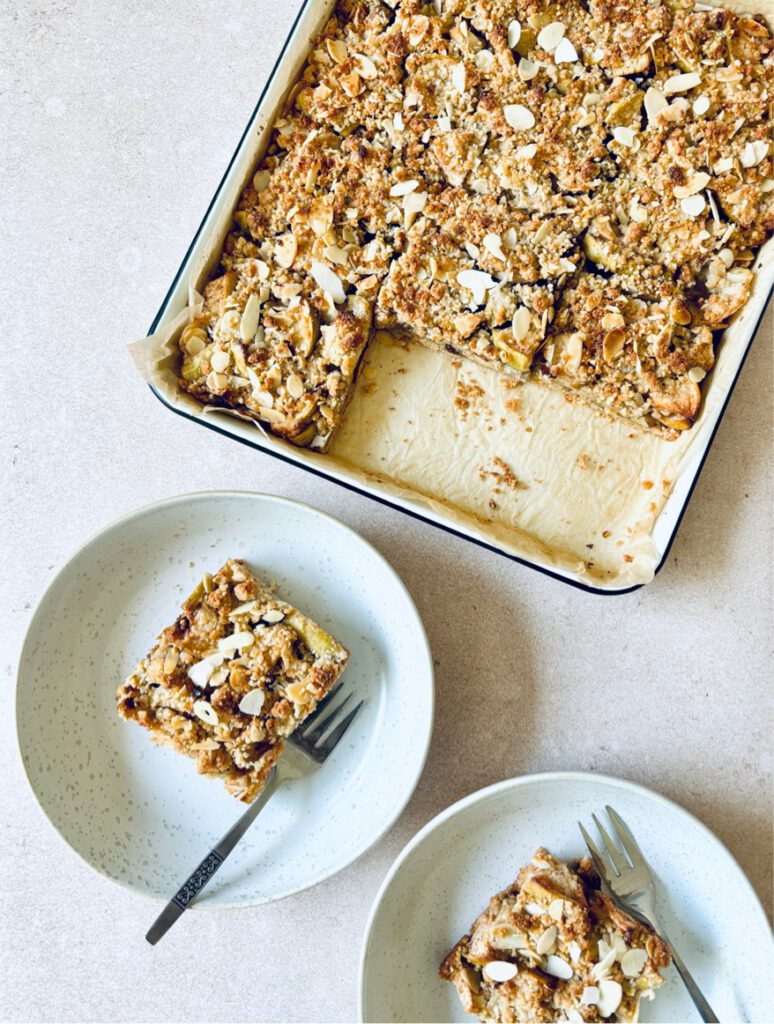 healthy apple crumble bars gluten free vegan sugar free