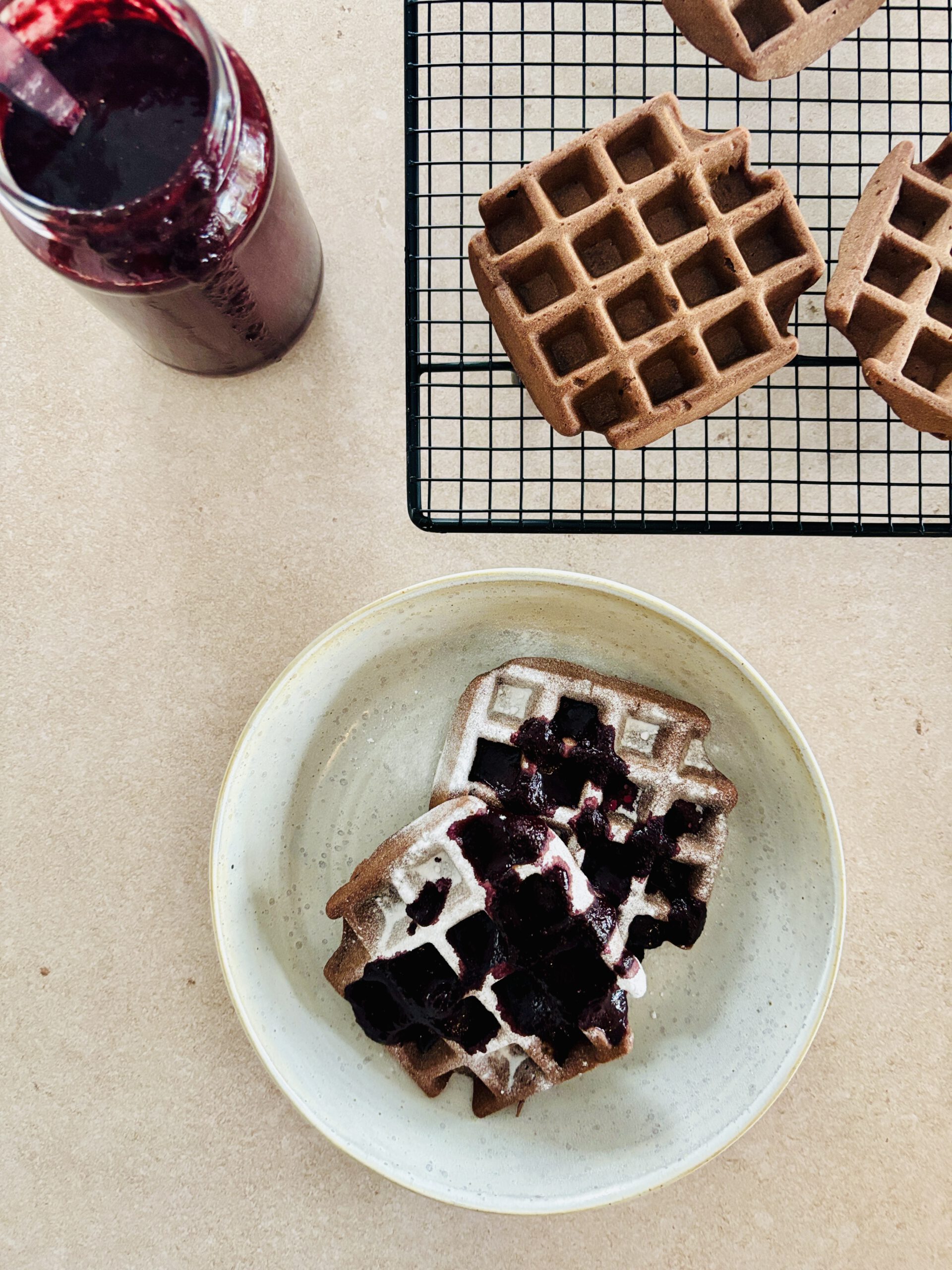 wfpb gluten free banana chocolate waffles
